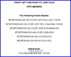 Front Left Right CV Joint Axle Bearing for Polaris Sportsman 500 HO EFI 2007-12
