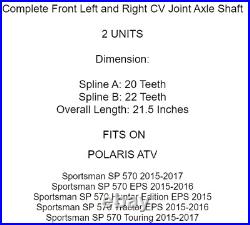 Front Left and Right CV Joint Axle Shaft for Polaris Sportsman SP 570 2015-2017