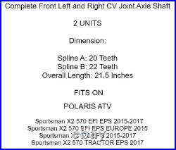 Front Left and Right CV Joint Axle Shaft for Polaris Sportsman X2 570 2015-2017