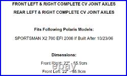 Front Rear Left Right CV Joint Axles for Polaris Sportsman X2 700 EFI 2008