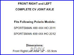 Front Right And Left CV Joint Axles for Polaris Sportsman 400 4X4 HO 2011 2012