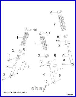 Polaris Front Shock, Genuine OEM Part 0454645, Qty 1